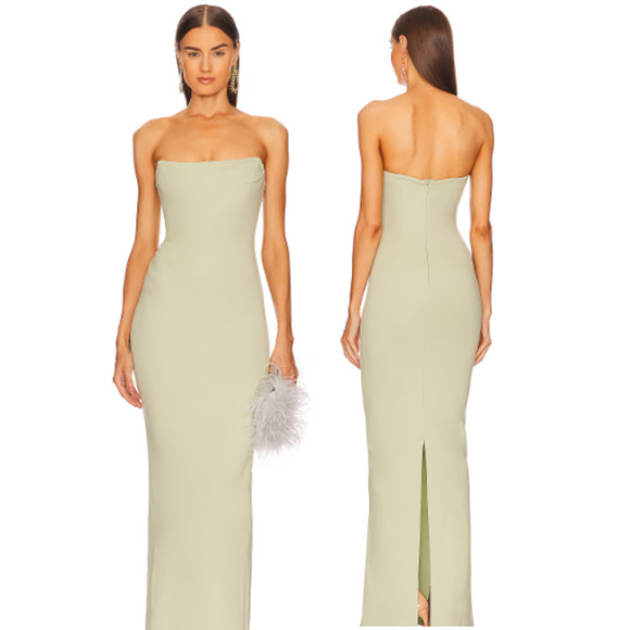 Michael Costello x Revolve Briggs Strapless Long Dress Sage Women's Size Medium - Picture 1 of 5
